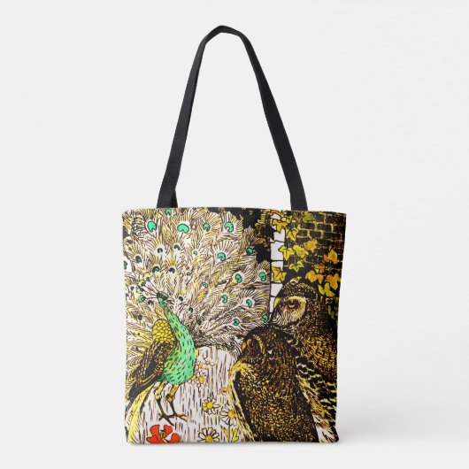 Dutch Art Nouveau Peacock and Owls Tasche (Rückseite)