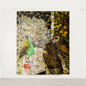 Dutch Art Nouveau Peacock and Owls Wandteppich (Vorderseite)