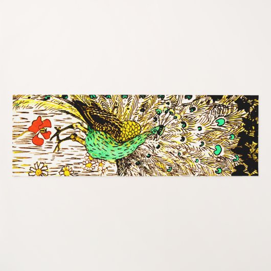 Dutch Art Nouveau Peacock and Owls Yogamatte (Vorderseite (Horizontal))
