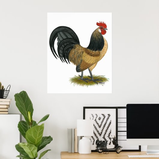 Dutch Bantam: Blue Quail Rooster Poster (Heimbüro)