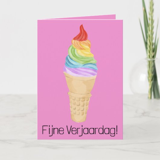 Dutch Birthday Rainbow Gay Pride Ice Creme Card Karte (Vorderseite)