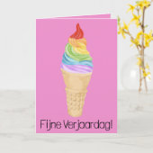 Dutch Birthday Rainbow Gay Pride Ice Creme Card Karte (Gelbe Blume)