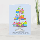 Dutch Birthday Watercolor cupcakes Card Karte (Vorderseite)