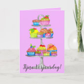 Dutch Birthday Watercolor cupcakes Card Karte (Vorderseite)