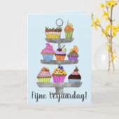 Dutch Birthday Watercolor cupcakes Card Karte (Gelbe Blume)