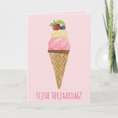 Dutch Birthday Watercolor Ice Creme Card Karte (Vorderseite)