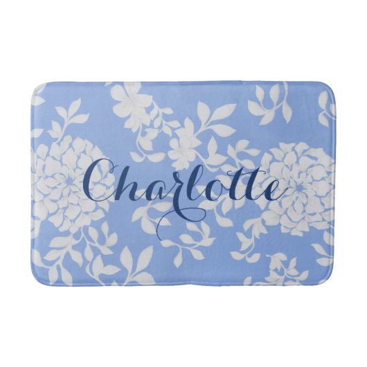 Dutch Blue Floral Delft Style Badematte (Vorderseite)