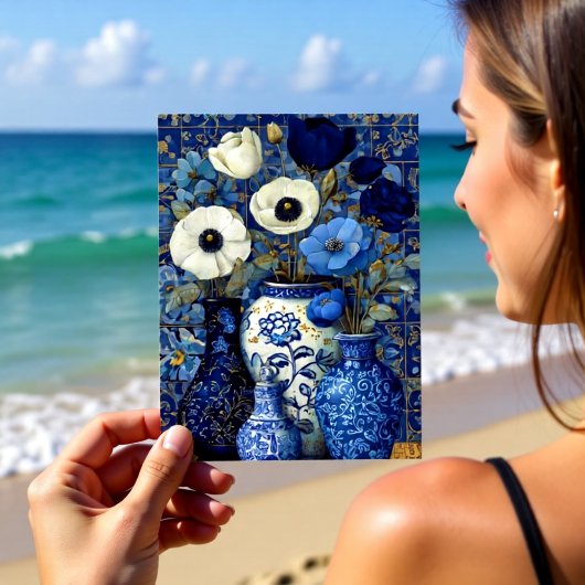 Dutch Blue Floral Still Life Postkarte