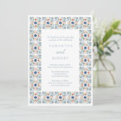 Dutch Blue Tile Wedding Einladung (Stehend Vorderseite)