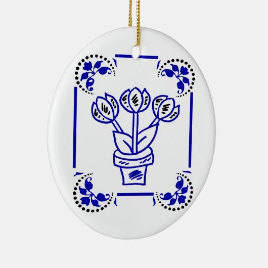 Dutch Blue Tulips Keramikornament (Rechts)