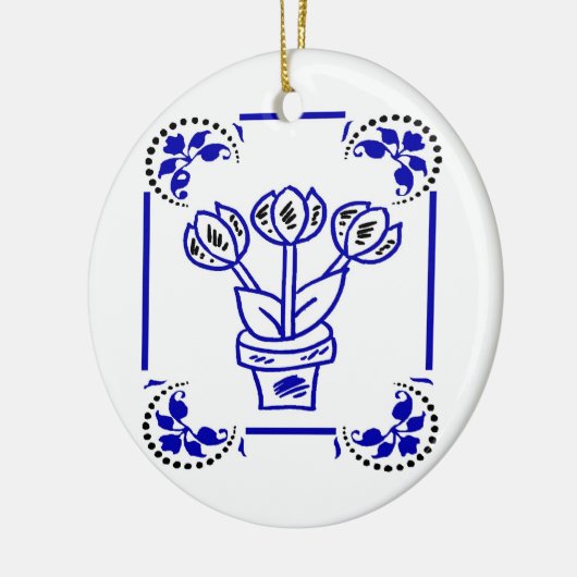Dutch Blue Tulips Keramikornament (Links)