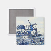 Dutch Blue Vintag Style Windmühle Magnet (Vorderseite/Rückseite)