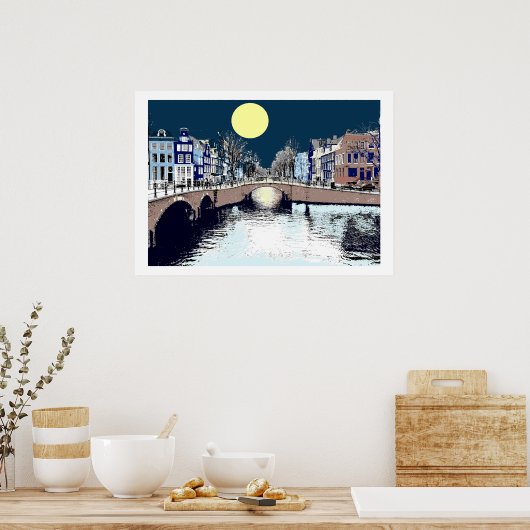 Dutch Bridge Full Moon Poster (Küche)
