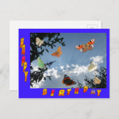 Dutch Butterfets Blue Frame Geburtstagskarte Postkarte (Vorne/Hinten)