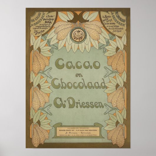 Dutch Cacao & Chocolate Label Circa 1900 Poster (Vorne)