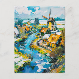 Dutch Countryside with Windmills and Water Channel Postkarte