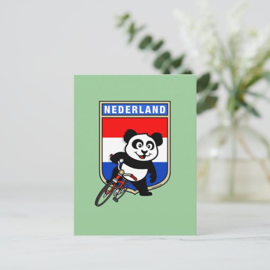 Dutch Cycling Panda Postkarte (Stehend Vorderseite)