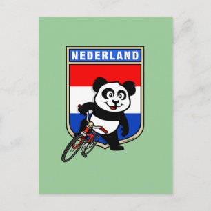 Dutch Cycling Panda Postkarte