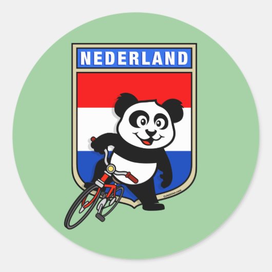 Dutch Cycling Panda Runder Aufkleber (Vorderseite)