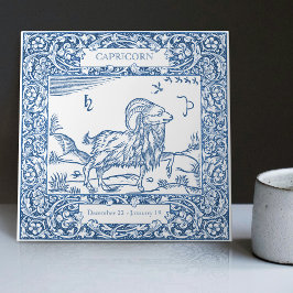 Dutch Delft Blue Capricorn Vintag Zodiac Sign Fliese