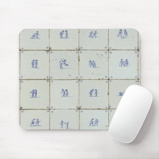 Dutch Delft Blue Tiles Mousepad (Mit Mouse)