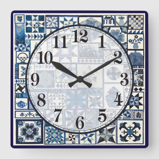 Dutch Delft Quadratische Wanduhr (Vorderseite)