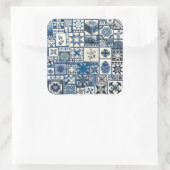 Dutch Delft Quadratischer Aufkleber (Tasche)
