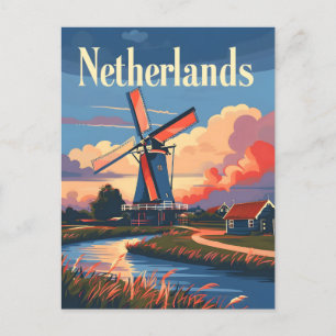 Dutch Delight: Embrace Windmill Magic Niederlande Postkarte