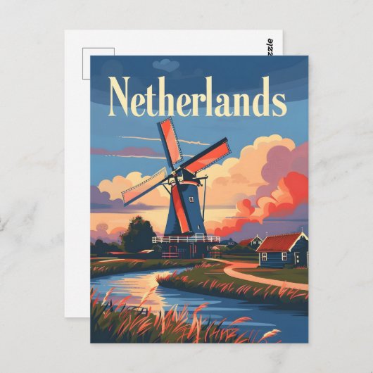 Dutch Delight: Embrace Windmill Magic Niederlande Postkarte (Vorne/Hinten)