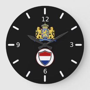Dutch flag-coat arms large clock große wanduhr