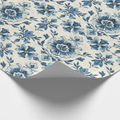 Dutch Floral Tile Gift Wrap, Delft Blue Pattern Geschenkpapier (Ecke)