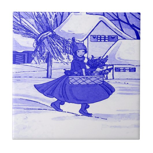 Dutch Girl, Delft Blue Fliese (Vorderseite)