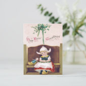 Dutch Girl Doll Mistletoe Clog Pew Postkarte (Stehend Vorderseite)