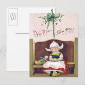 Dutch Girl Doll Mistletoe Clog Pew Postkarte (Vorne/Hinten)
