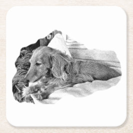 Dutch Hound Resting –  Graphic Coaster Rechteckiger Pappuntersetzer