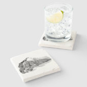 Dutch Hound Resting – Graphic Coaster Steinuntersetzer (Seitenansicht)