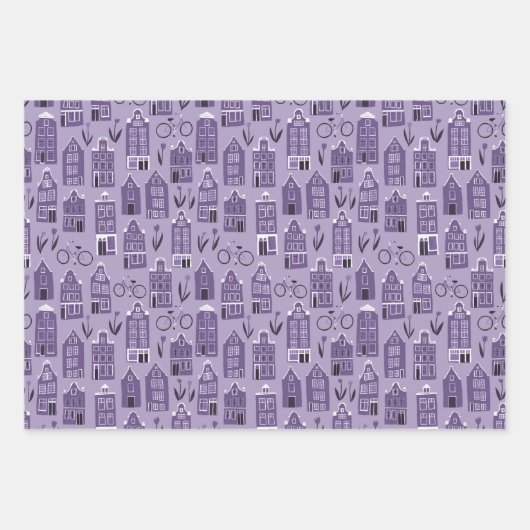 Dutch Houses Bikes Tulips Amsterdam Varieté Geschenkpapier Set (Vorderseite 2)