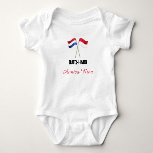 Dutch-Indo with Two Flags with Personalized Name Baby Strampler (Vorderseite)