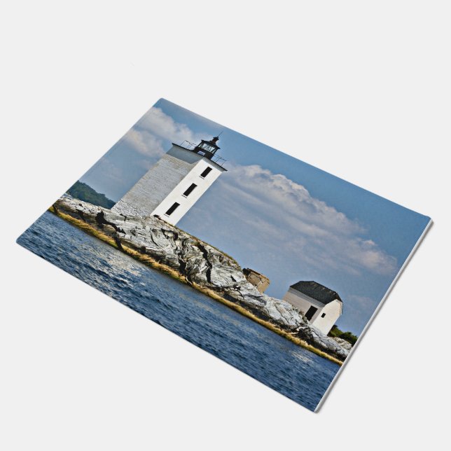 Dutch Island Lighthouse, Rhode Island Door Mat Fußmatte (Schrägansicht)