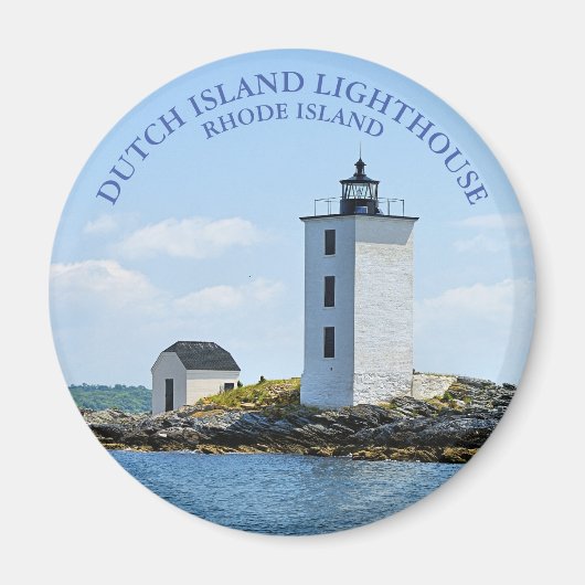 Dutch Island Lighthouse, Rhode Island Round Magnet (Vorne)