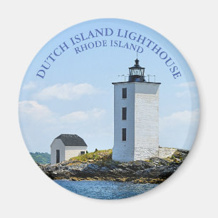 Dutch Island Lighthouse, Rhode Island Round Magnet