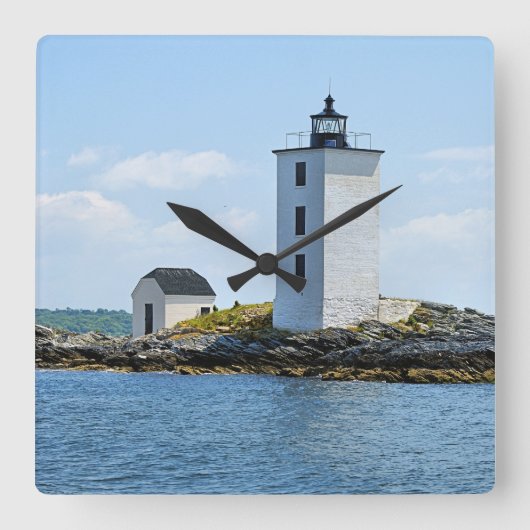 Dutch Island Lighthouse, Rhode Island Wall Clock Quadratische Wanduhr (Vorderseite)