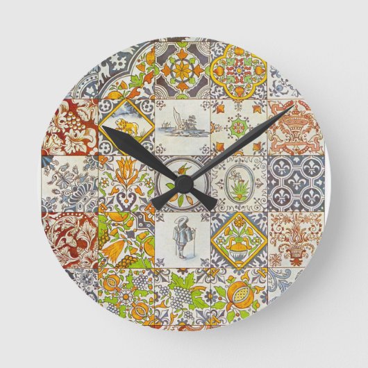 Dutch Keramik Tiles Runde Wanduhr (Vorderseite)