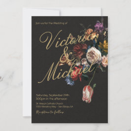Dutch Master Floral Dark & Moody Wedding Einladung