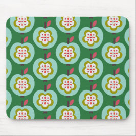 Dutch Retro Apples Green Mousepad