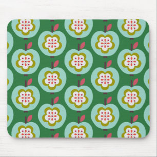Dutch Retro Apples Green Mousepad