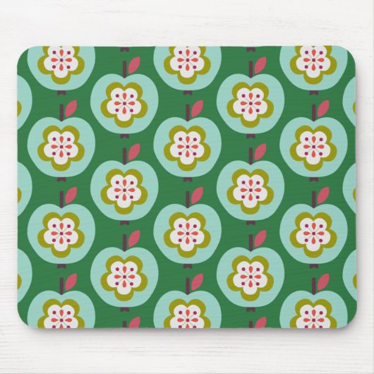 Dutch Retro Apples Green Mousepad (Vorne)