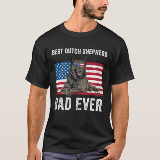 Dutch Shepherd Dad American Flag Dog Owner Father T-Shirt (Vorderseite)
