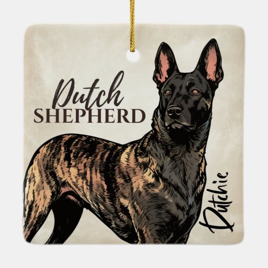 Dutch Shepherd Dog - Dutchie Keramikornament (Rückseite)