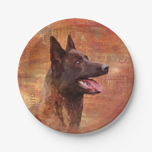 Dutch Shepherd - Hollandse Herdershond Pappteller (Vorderseite)